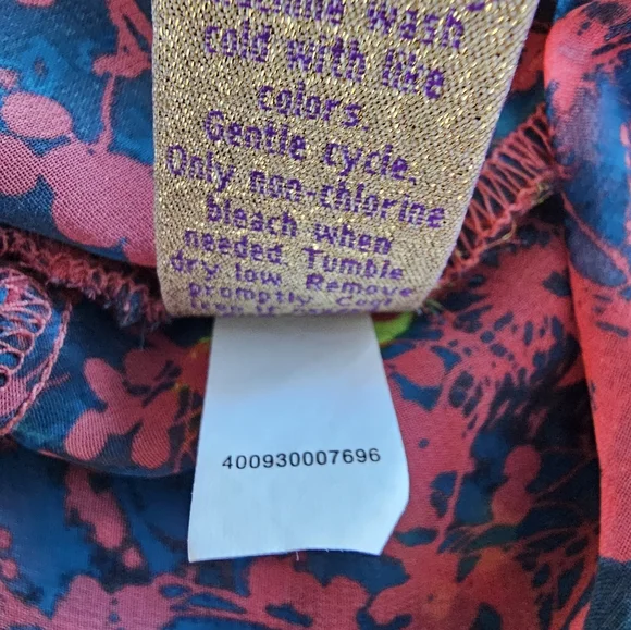 Princess Vera Wang Womens Size M Dolman Sleeve Blouson Sheer Abstract Floral Top - Picture 10 of 12